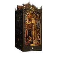 In stock Retro DIY Wooden Book Nook Shelf Insert Miniatures Kits William Castle Bookshelf Home Booke