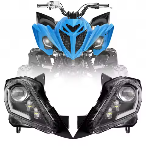 DOT E24 ATV LED Headlight Assembly for Yamaha Raptor 700R 700 250 350 LED Headlamp with DRL & Turn S