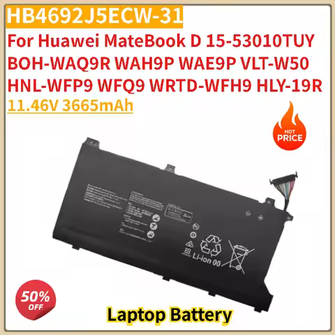 New HB4692J5ECW-31 11.46V 3665mAh Laptop Battery For Huawei MateBook D BOH-WAQ9R WAH9P WAE9P VLT-W50