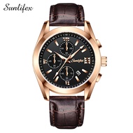 Sunlifex Jam Tangan Pria Mode Kuarsa Klasik Tali Kulit Jam Tangan Cowok COD