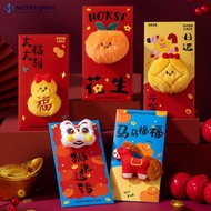 SECRETSPACE 2026 Horse Year New Style Fleece Cartoon Red Envelope Bag 3D Plush Doll Lucky Money Pouc