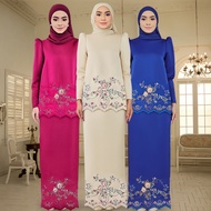 Yeleedon Baju Kurung Satin Moden Nikah Tunang Bridesmaid Murah Cantik Bridesmaid Nikah Reka bentuk pad bahu Baju Raya Plus Size S-2XL Baju Kebaya Labuh Klasik Kurung Cantik Perempuan Set Blouse Dress Women