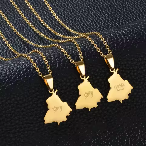 1Piece India Punjab Map Pendant Necklaces Stainless Steel Jewelry For Women Girls #600562