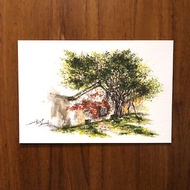 枯枝筆速寫 台南古蹟 安平樹屋 插畫 手繪明信片