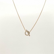 HERMES Finesse小Q項鏈滿鑽18K玫瑰金/鑽石項鏈玫瑰金18K項鍊