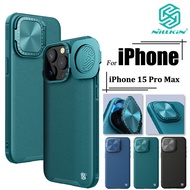 Nillkin for iPhone 15 Pro Max กรณีโทรศัพท์มือถือกล้องป้องกันกรณีหนัง TPU + PC เลือกหนังโลหะกันกระแทกป้องกันการตก MagSafe ออกแบบฝาพับป้องกันเลนส์