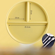 211 Partition Fat Reduction Plate Three Grid round Home Breakfast Plate Quantitative Diet Plate Stud