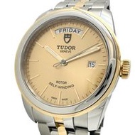 TUDOR Glamour Day-Date 56003 男士自動腕錶，不鏽鋼材質，黃金香檳色錶盤（含錶盒）