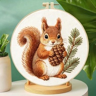 Factory Direct Sale Cute Squirrel Embroidery Kit Hand Embroidery DIY Material Package Bedroom Decora