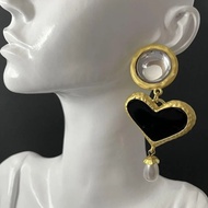 Exaggerated Oil Dropping Heart Shaped Pendant Earrings For Women With Bohemian Pearl Exquisite Accessories
