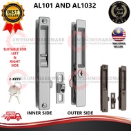 (SILVER, BROWN) FUDA 101 1032 AL101 AL1032 ALUMINIUM GLASS SLIDING DOOR HOOK LOCK FUDA LOCK 25MM OR 