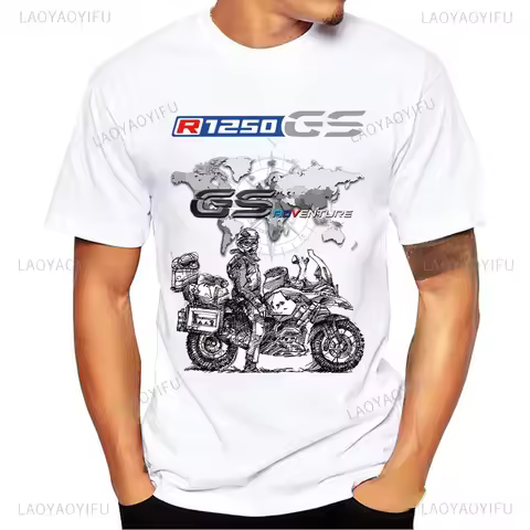 Motorcycle O-Neck Printed T-Shirt Short Sleeve Cotton Tee Case for R1200GS R1250 GS Adventure TShirt