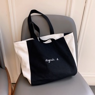Agnes Double-sided Todt Bag Canvas Bag Women's Single Shoulder Bag Simple Wind Fresh Large Capacity Hand-held Canvas Bag