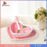 [Prettyia1] 3x Serving Bowl Cute Strawberry Salad Bowl Strawberry Heart Themed Ceramic Soup Bowl for Kid Cooking Ice Cream Rice Sauces