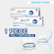 (1 PIECE) Maxvue Airsoft Daily Disposable Loose Piece Clear Lens 1 Day Use Contact Lenses