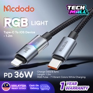 Mcdodo CA817 / CA818 / CA819 / CA820 Fast Charging Cable With 7 Colorful Lights 1.2m