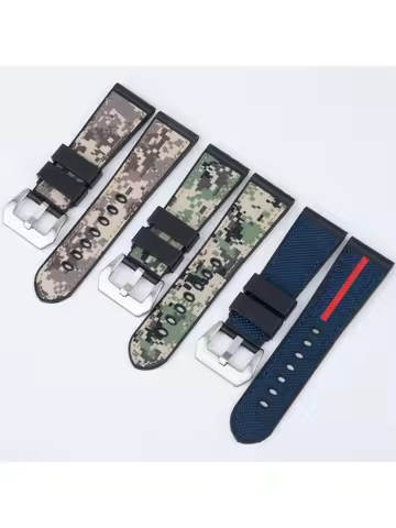 26-22mm Canvas Rubber Bracelet Watchbands Camo Watch Band For Brand Garmin Diesel JEEP Panerai Lumin