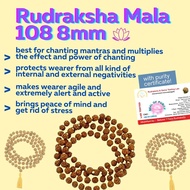 Original 5 Face Rudraksha 108 Mala/Malai (8mm) Rudraksha Bead With Lab Certificate