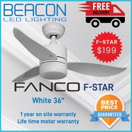 Beacon LED (FREE SHIPPING/ 4 year warranty!) Fanco F Star Ceiling Fan with Light - 3 Blades 36  46 &amp; 52 Inch - White/Black/Wood - INSTALLATION COST ONLY AT $40 PER FAN - CHEAPEST IN TOWN
