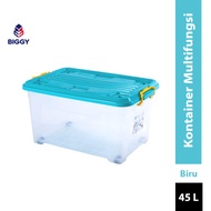 EZY CONTAINER BOX 45 LITER BENING/TRANSPARANT DENGAN  RODA