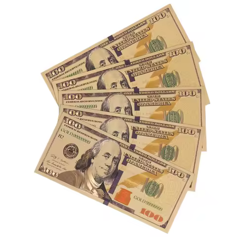 5pcs USD 100 dollar 24k Gold Foil Golden USD Paper Money Banknotes Crafts