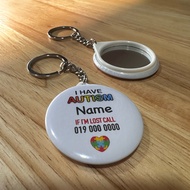 Autism Custom Name Mirror Keychain Badge