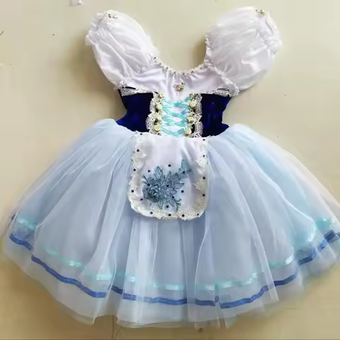 Ballet Dress Kids Giselle Dance Wear Blue Children Girl Romantic Performance Costume Dance Outfit Pr