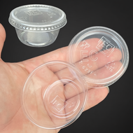 2oz Round Container & Lid [ 100sets± ] EC E622C - Disposable Plastic PET Food Sauce Container - Beka
