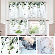 Short Window Curtains Set 3pcs Curtain Tier And Valance Set Rod Pocket Short Window Curtains Leaves Small Window Tiers Curtain