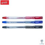 G'Soft 5566 Semi Gel Ball Pen | 0.6mm Bullet Tip | Home Office School Stationery | Black Blue Red In