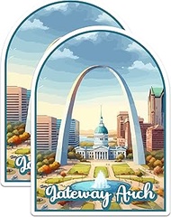 (2 Pack) Gateway Arch National Park Bumper Sticker - US National Park - Choose from 63 Parks - 5" On