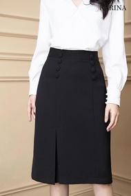 Chân váy công sở dáng dài qua gối phối 8 cúc ốp 1 li d68