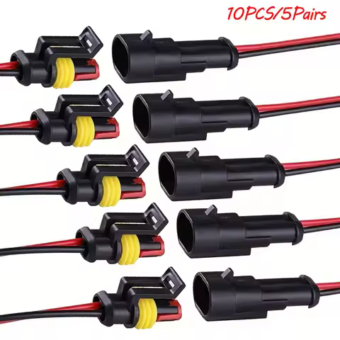10Pcs 5 Sets 2Pin Cable Wire Connector Plug Super Seal Waterproof Electrical Wire Connector Plug for