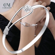 Elegant Flower S925 silver Expandable Bangle Lucky Bracelet Ladies Jewelry for Women Girls