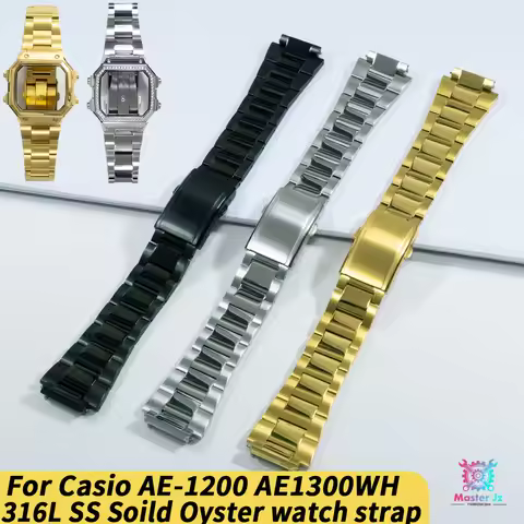 316L Stainless Steel Solid Watch Strap For Casio AE1200WH Watch Royale Mod Brushed Polished Bracelet