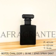 botol parfum chanl hitam doff 30 ml drat- botol parfum mewah 30ml