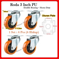 3 inch PU wheels 1 set (4Live) Double bearing Heavy Duty Display trolley wheels