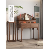 Contact seller]Altar Altar Household Hallway Small Solid Wood Guan Gong Table Buddha Shrine Black Wa