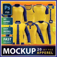 Premium Bundle Apparel Mockup V2 Editable 20 set Jersey T-shirt Muslimah Photoshop PSD High Quality