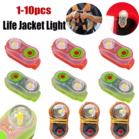 1-10PCS LED Life Jacket Light Portable Lithium Battery Life Jacket Light Lightweight Swimming Life V