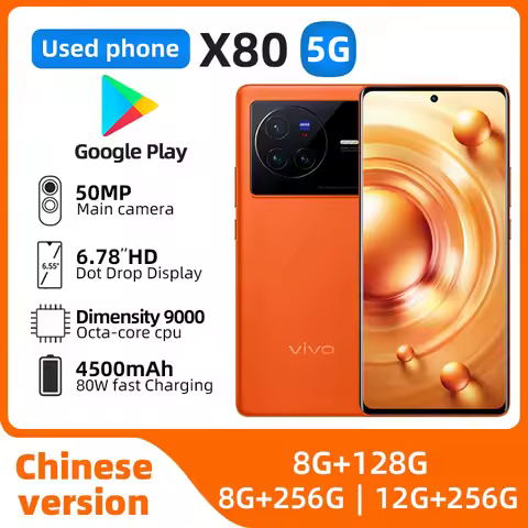 Vivo X80 Mobile Phone 6.78" AMOLED 120HZ 80W Charger 4500mAh Dimensity 9000 Face ID Screen Fingerpri