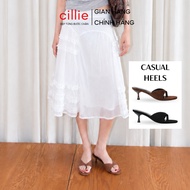 Cillie Women's High Heels Suede 7cm High Heel Flip-flops with Soft Cushion