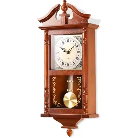 AYRELY® 25IN Grandfather Vintage Wall Clock with Pendulum and Chime, Hour/Quarter-Hour Chime,Rubberw
