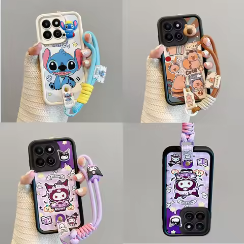 Stitch Cases Capybara Cases Kuromi Cases 3d Cartoon Hand Strap Phone Case For Honor 200 Smart 5G Hon