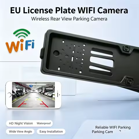 JISUIDA Car Wifi5 Reversing Camera EU European License Plate Holder Wireless Wifi Night Vision Camer