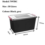 CENTURY STORAGE BOX WITH WHEEL 50L GREY/BLACK 7997BC