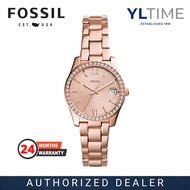 Fossil Lady ES4318 Scarlette Three-Hand Date Rose Gold Dial Rose Gold-Tone Stainless Steel Band Quar