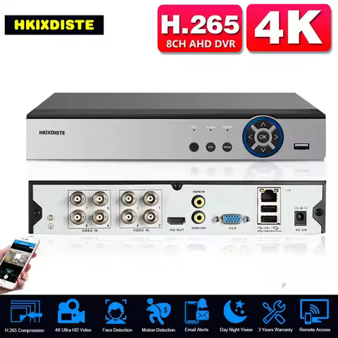8CH 4K CCTV Hybrid DVR NVR Security System 8MP Face Recognition 8 Channel CCTV AHD DVR Recorder XMEY