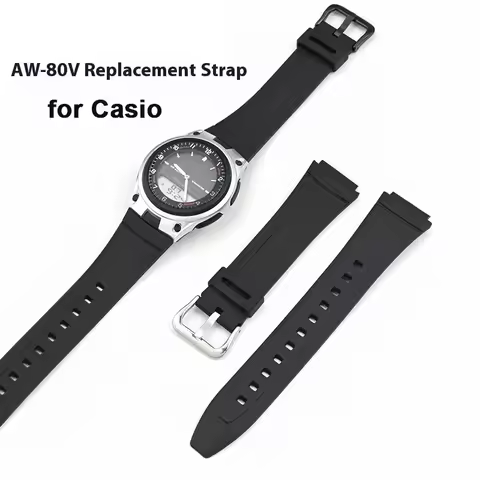 18mm Rubber Resin Strap for Casio AW-80 AW-82 Electronic Watch Band Men Women Black Convex Waterproo