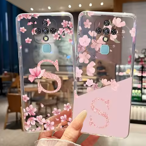 For Tecno Camon 16 16Pro CE7 Phone Case Flower Letter Cover Transparent Slim Soft Silicone Casing fo